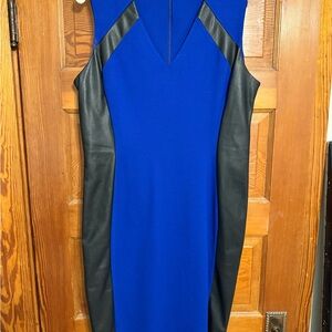 Chic Blue and Black Midi Dress